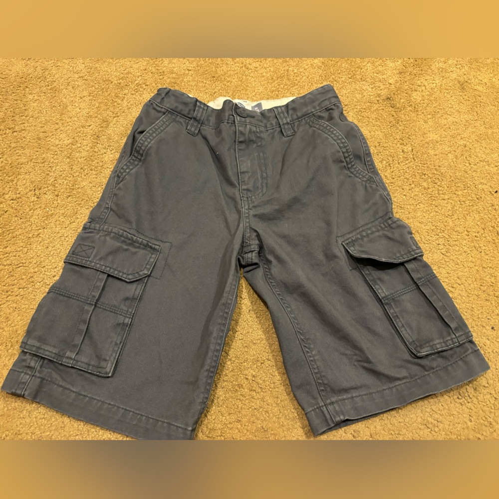 Old Navy boys grey cargo shorts sz 10 with adjustable waist